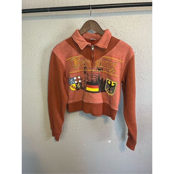 Re/Done Vintage Upcycled Cropped Germany Quarter Zip Size XS/S - Picture 1 of 5